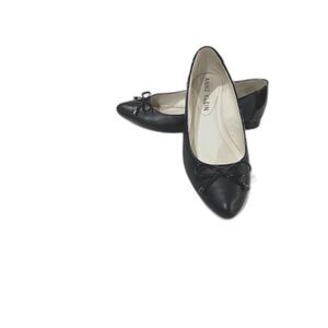 Anne Klein Black Leather Ballet Flats Size 7-1/2 M